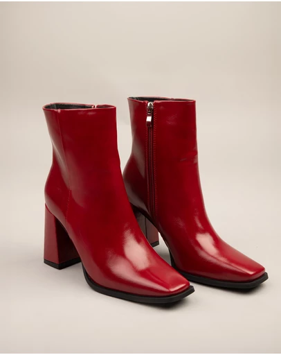 RAID - Hermine high block heeled boots in red