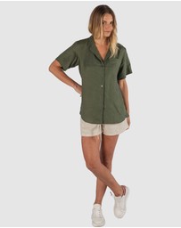 CAMIXA - REVERE Open Collar Short Sleeve Linen shirt