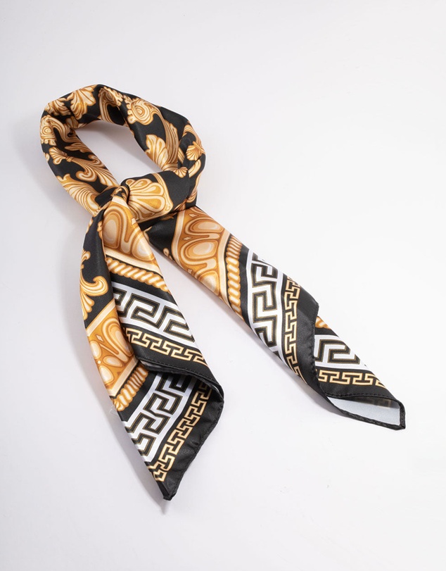 Lovisa - Black Fabric Vintage Double Print Scarf