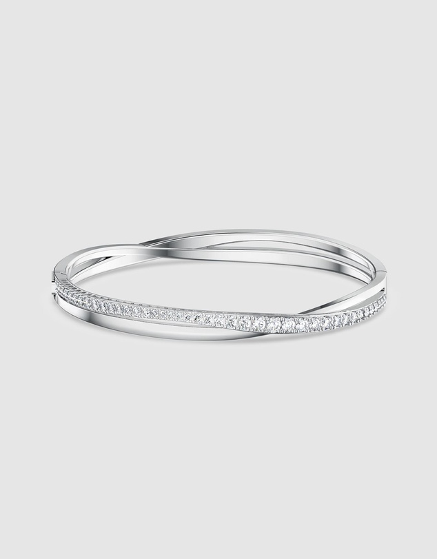 Swarovski - Hyperbola bangle, White, Rhodium plated