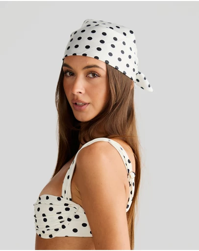 Vacay Swimwear - Havana Head Scarf Ivory Polka
