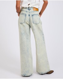 ONE TEASPOON - Love Machines Mid Waist Super Wide Leg Denim Jeans - Ambrosia Blue