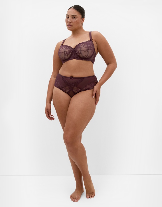 City Chic - Plus size Helena Ouvert Cheeky Panty - bordeaux
