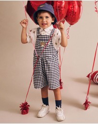 Huxbaby - Check Short Overalls - Babies