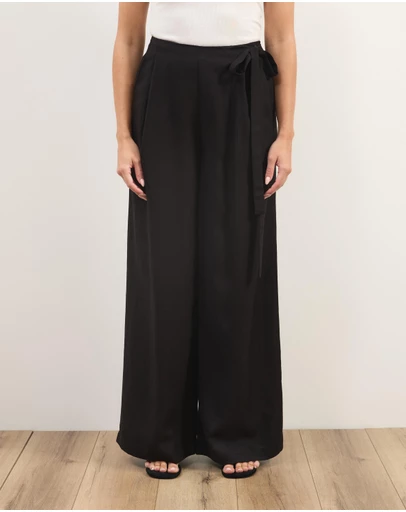 Atmos&Here - Liora Linen Blend Pants With Side Tie