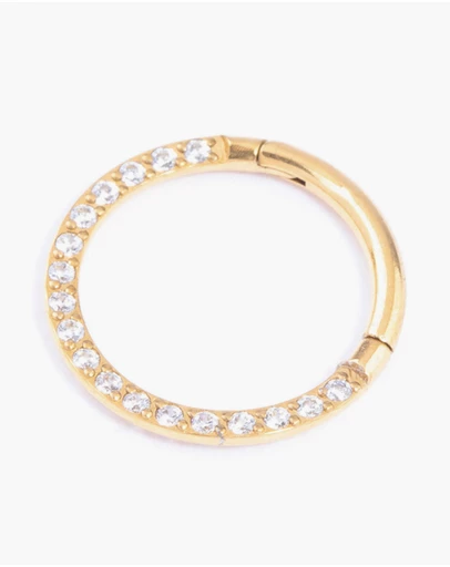 Lovisa - Gold Plated Titanium Cubic Zirconia Clicker Ring 10mm