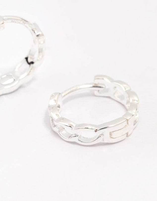 Lovisa - Sterling Silver Textured Huggie Hoop Earrings