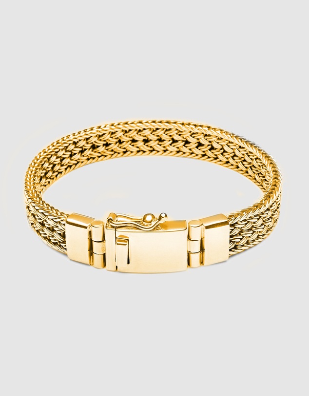 Nialaya Jewellery - Men's Gold Braided Chain Bracelet