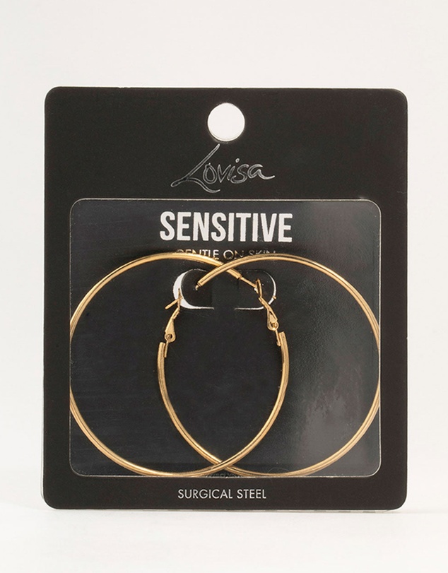 Lovisa - Gold Plated Surgical Steel Classic Hoop Earrings 60MM