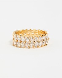 Lovisa - Gold Plated Navette Cubic Zirconia Layered Ring