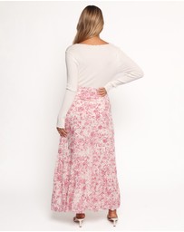 Petal & Pup - Velda Ruched Maxi Skirt - Pink Floral