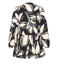 City Chic - Plus size Kinsley Mono Print Mini Dress - bone