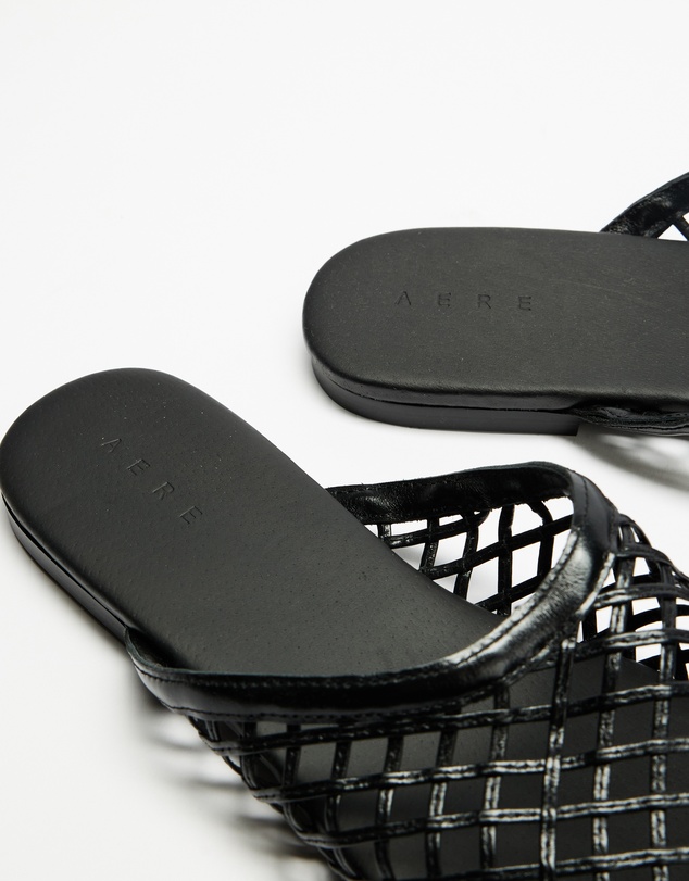 AERE - Woven Leather Slip on Flats