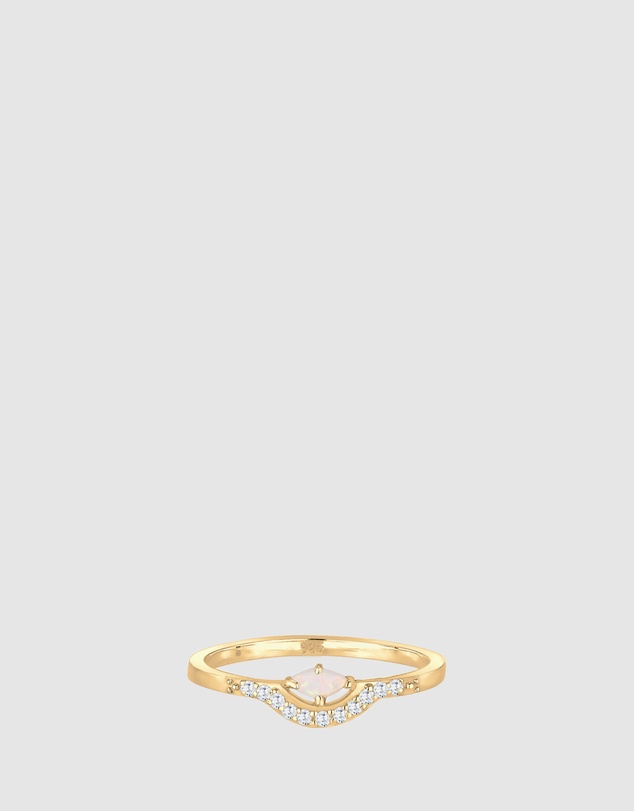Elli Jewelry - Opal Engagement Ring in Gold-Plated 925 Silver