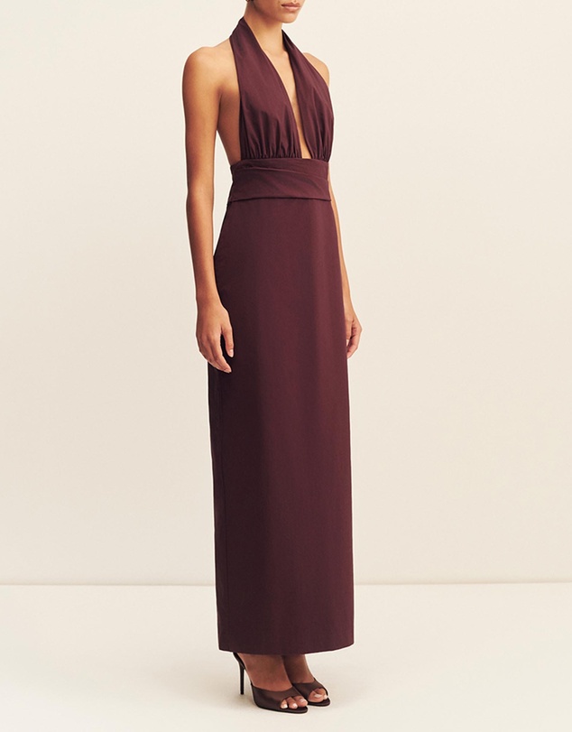 Shona Joy - Campbell Halter Plunged Maxi Dress