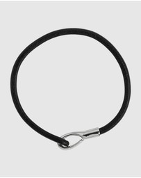 Najo - Kinship Black Leather & Steel Bracelet (21cm)
