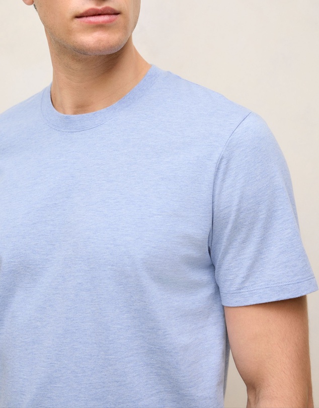 Trenery - Cotton Marle Crew T-shirt in Chalk Blue