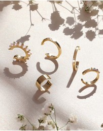 Elli Jewelry -  Earrings Single Earcuff with Pearls in 925 Sterling Silver Gold Plated