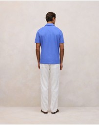 Trenery - Linen Cotton Jersey Polo in Vivid Blue