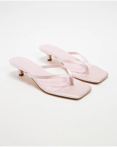 Atmos&Here - Oceane Satin Kitten Heel Sandals