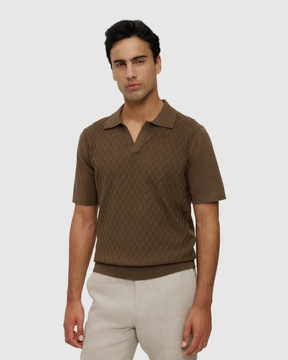 Trenery - Mercerised Diamond Knit Polo