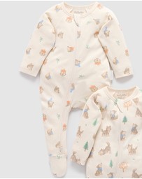 Purebaby - 2 Pack Zip Growsuit -Kids-Babies