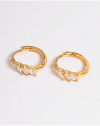 Lovisa - Gold Plated Sterling Silver Cubic Zirconia Four Stone Huggie Earrings