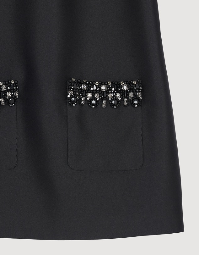 Revibe - Repaired Self Portrait Taffeta Embellished Trim Mini Dress - AU 10