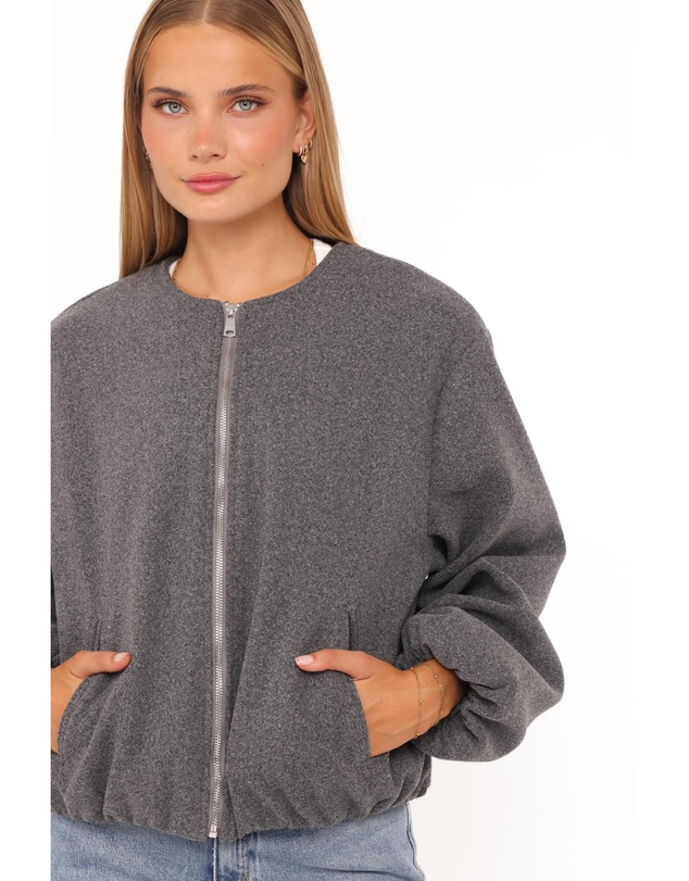 Petal & Pup - Elisa Cropped Bomber - Heather Grey