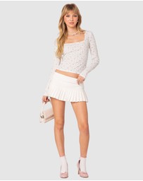 EDIKTED - Aviana Printed Pointelle Top