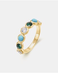 Ania Haie - Ania Haie Gold Bezel Malachite and Lab Created Turquoise Ring