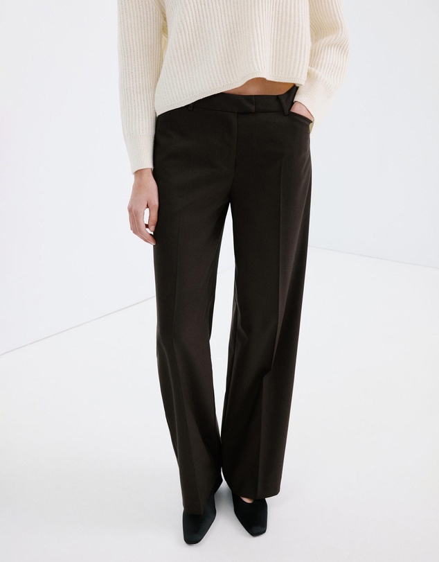 M.N.G - Wide-Leg Mid-Rise Pleated Trousers