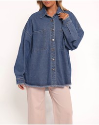 Petal & Pup - Twiggy Frayed Edge Denim Shacket - Denim