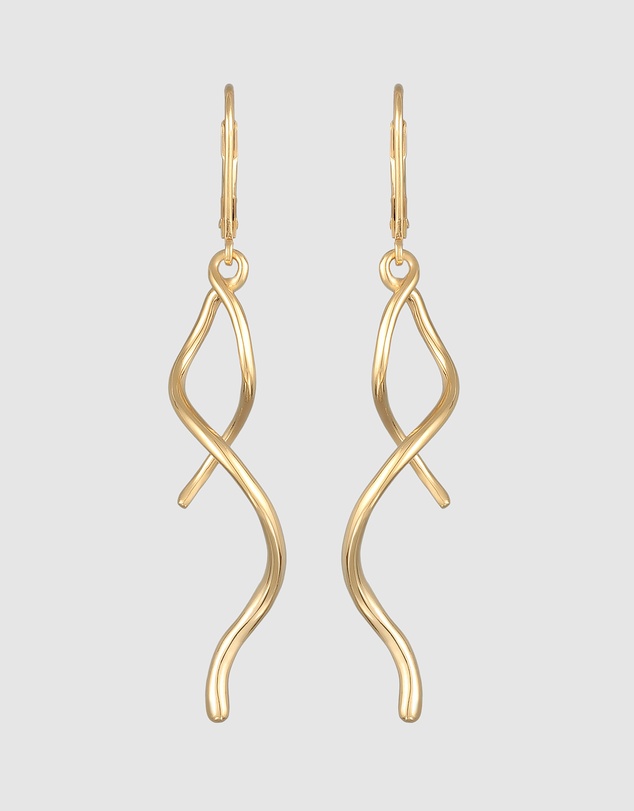 Elli Jewelry - Spiral Wave Drop Earrings in Gold-Plated 925 Silver