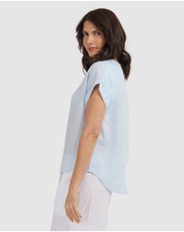 CAMIXA - Martina Linen V-Neck T-shirt