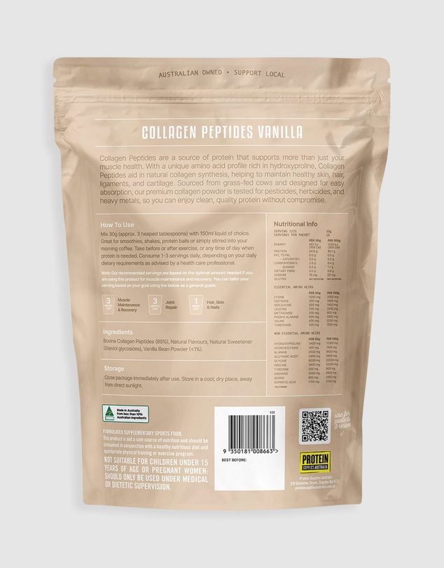 Protein Supplies Australia - Vanilla Collagen Peptides - 500g