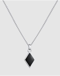 Kuzzoi - ICONIC EXCLUSIVE - Necklace Men Rhombus Pendant Geo Enamel in 925 Sterling Silver