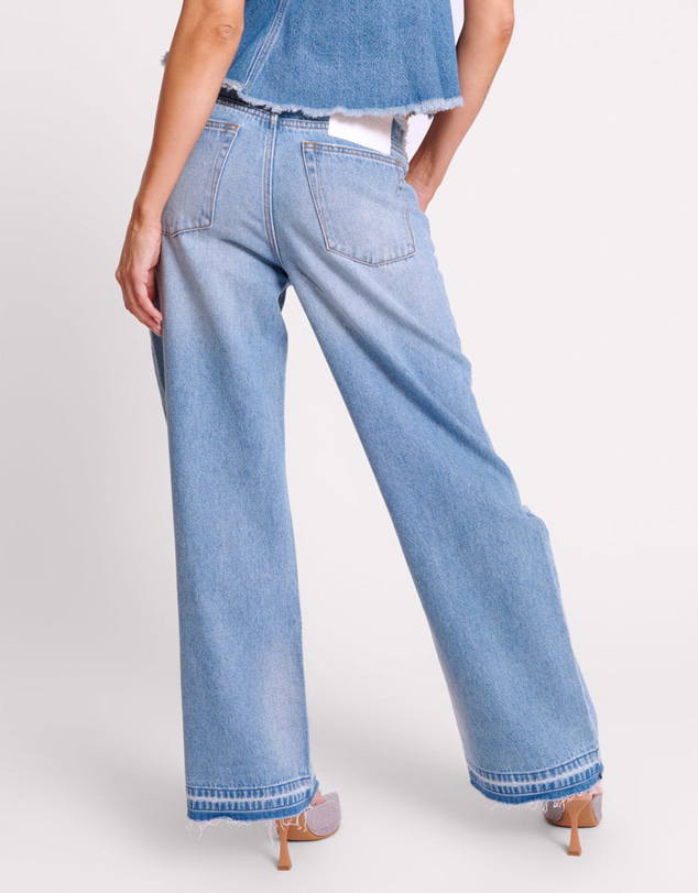 ONE TEASPOON - Bolt Blue Lowriders Low Waist Wide Leg Jeans
