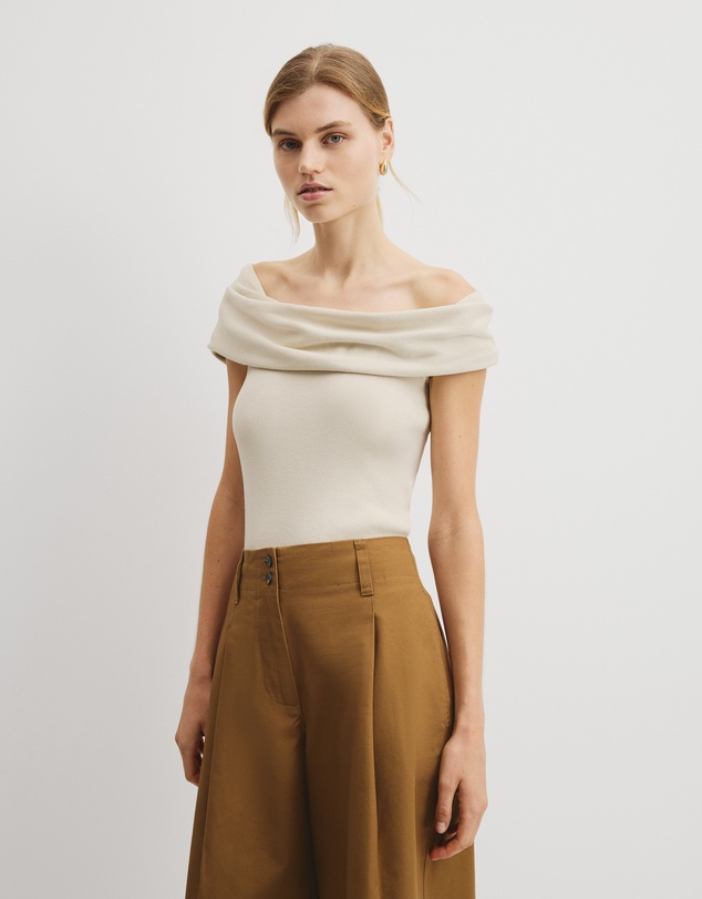 Country Road - Fold Over Knit Top
