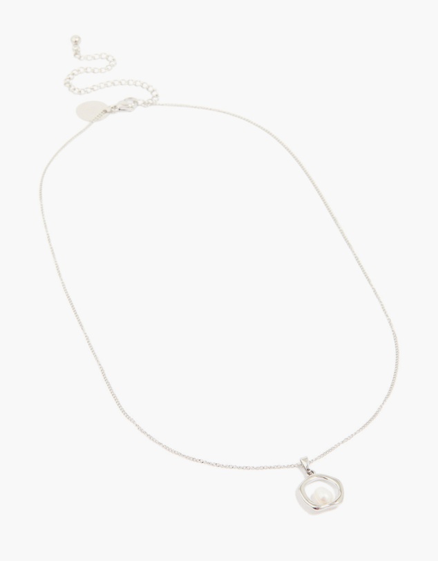 Lovisa - Waterproof Stainless Steel Freshwater Molten Hoop Pearl Centre Pendant Necklace