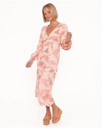 Petal & Pup - Kolby Long Sleeve Midi Dress - Pink Floral