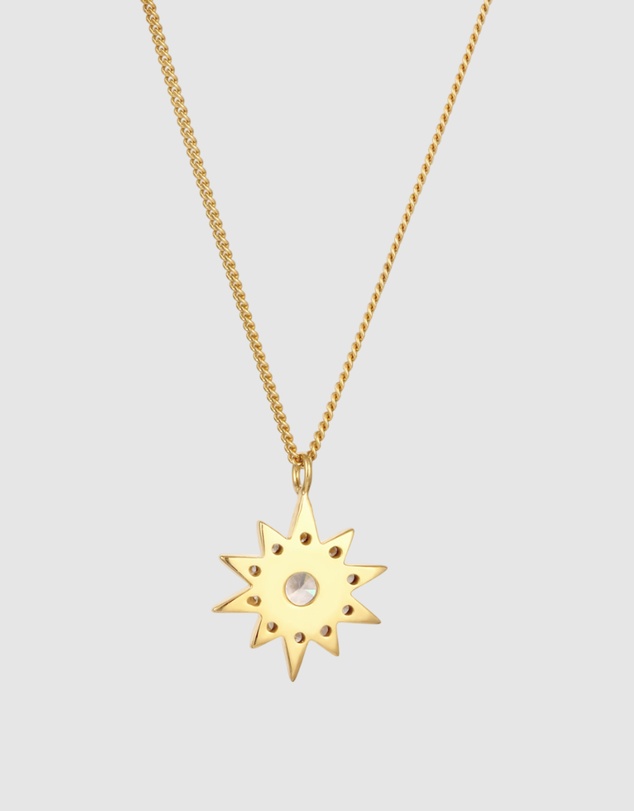 Elli Jewelry - Necklace Zirconia Star 925 Sterling Silver Gold-Plated