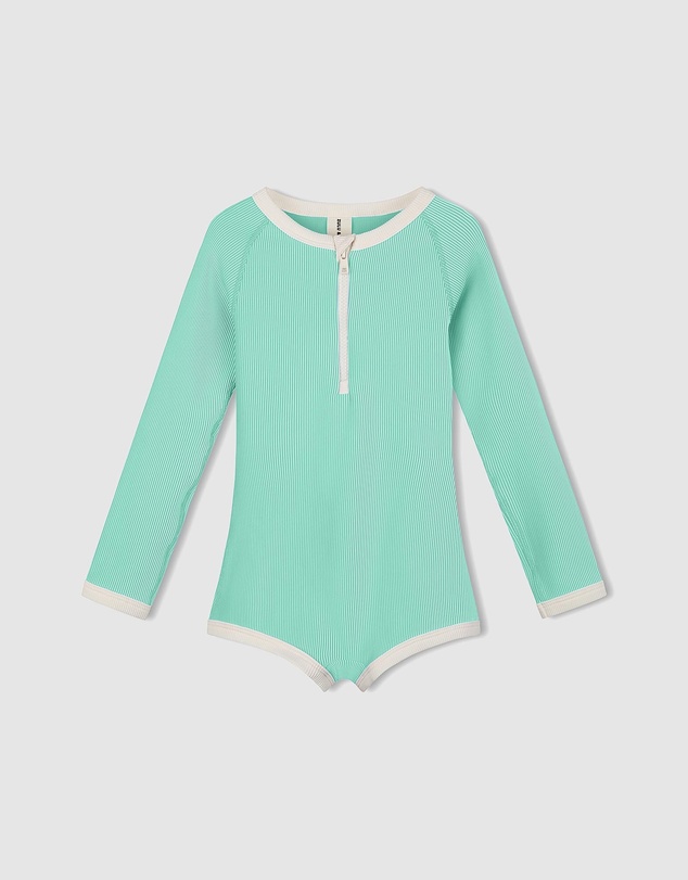 Zulu & Zephyr Mini - Mini Stripe Rib Rashie Onesie - Babies-Teens