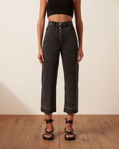 Anna Button Front Straight Leg Jean