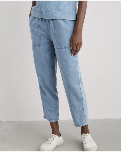 Seasalt - Seasalt Cornwall Blue Sholl Denim-Linen Joggers