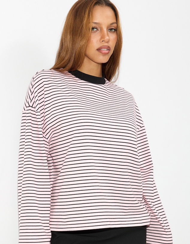 Dazie - Nostalgia Stripe Oversized LS Tee
