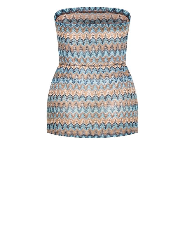 City Chic - Plus size Breeze Print Strapless Top - blue multi