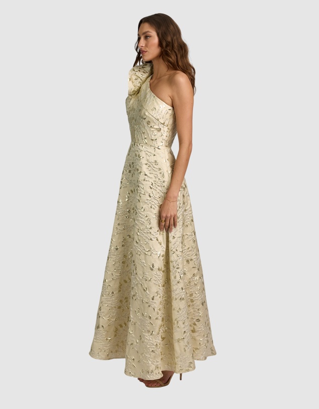Romance by Honey and Beau - Crechia Jacquard One Shoulder Dress