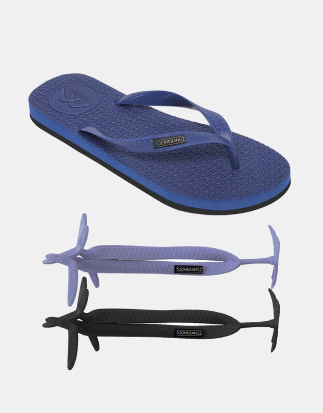 Boomerangz Footwear - Men's Navy/Black Thongs with arch support and 2 x interchangeable straps