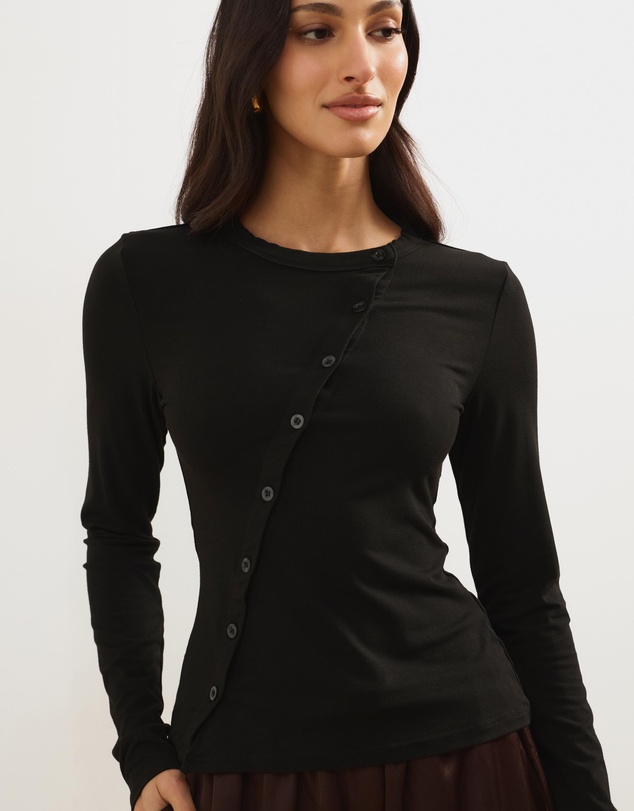 Atmos&Here - Tilly Asymmetrical Button Through Jersey Top